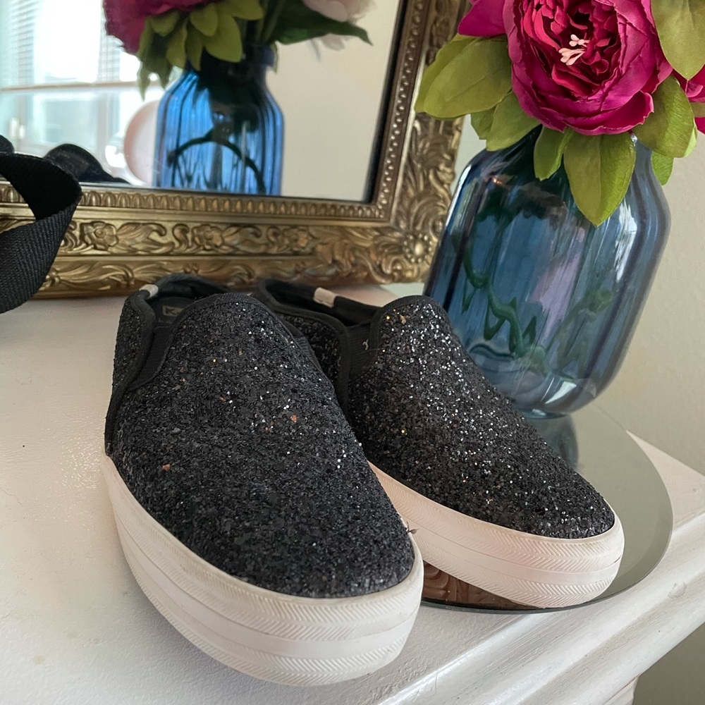 KATE SPADE KEDS Black Glitter Slides